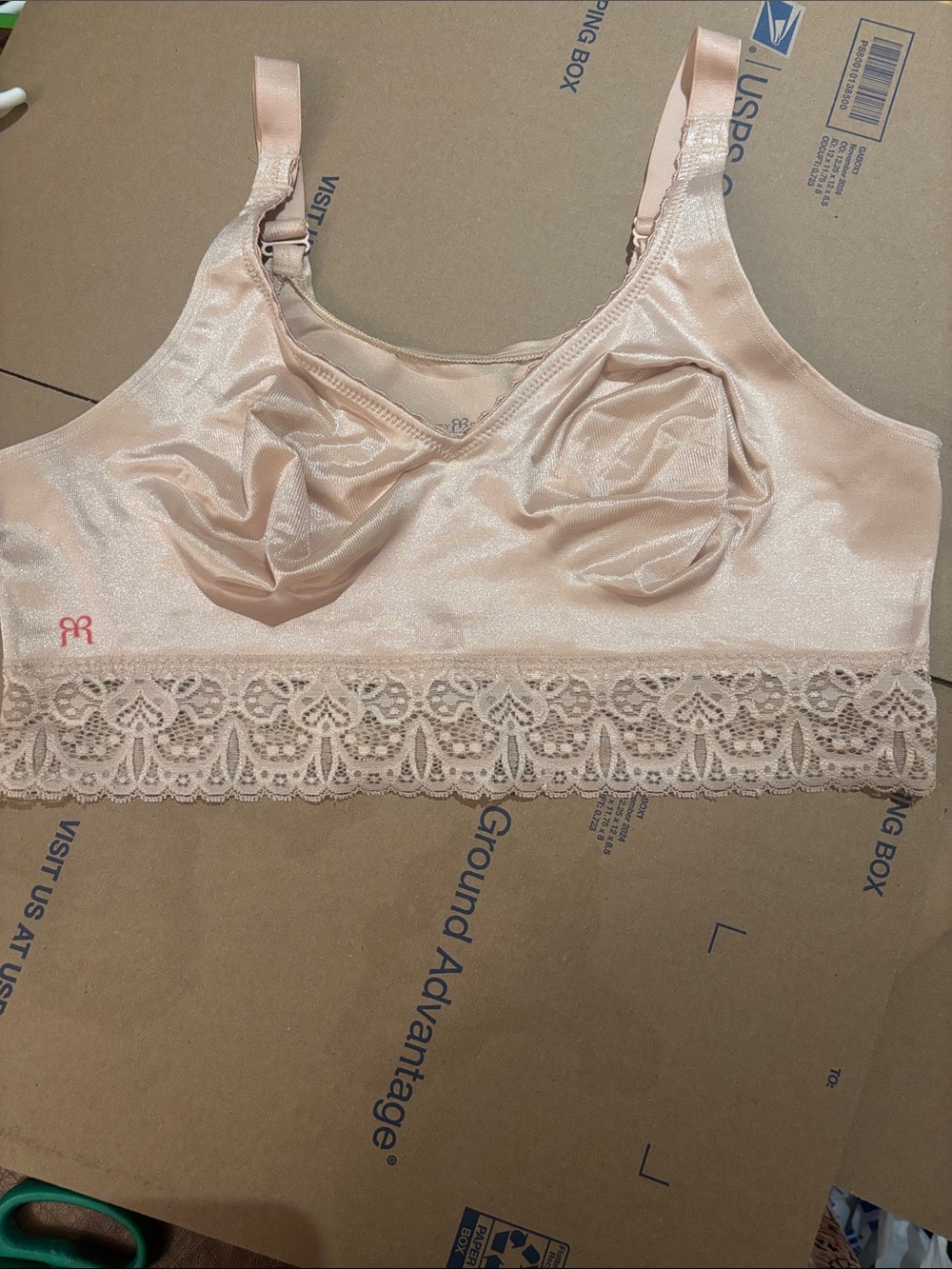 NWOT Ruby Ribbon Lace Demiette with lace gripper bra size 38